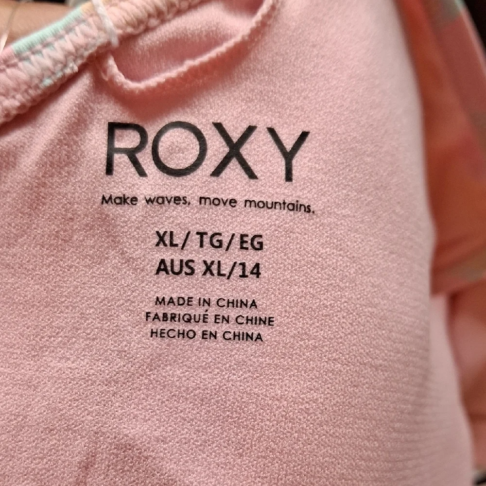 Roxy Pink and Yellow Bikini Top Cropped Style Size XL - Picture 10 of 10